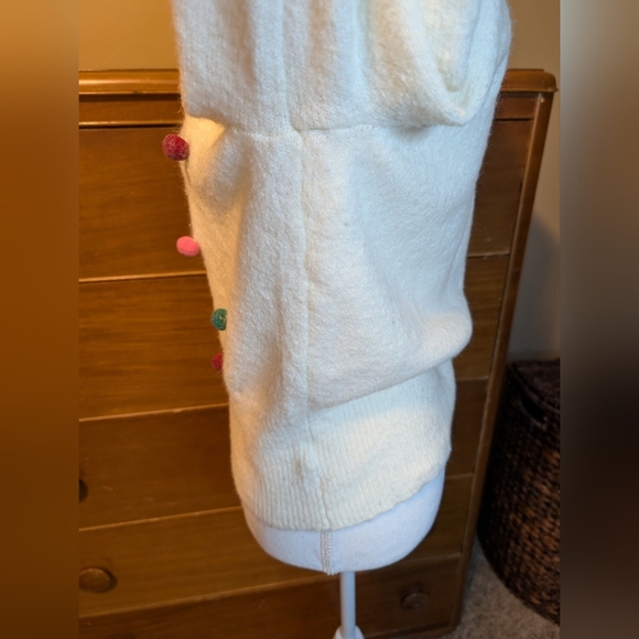 Christmas Dingle Ball White Crop Sweater SZ Large - Picture 8 of 15